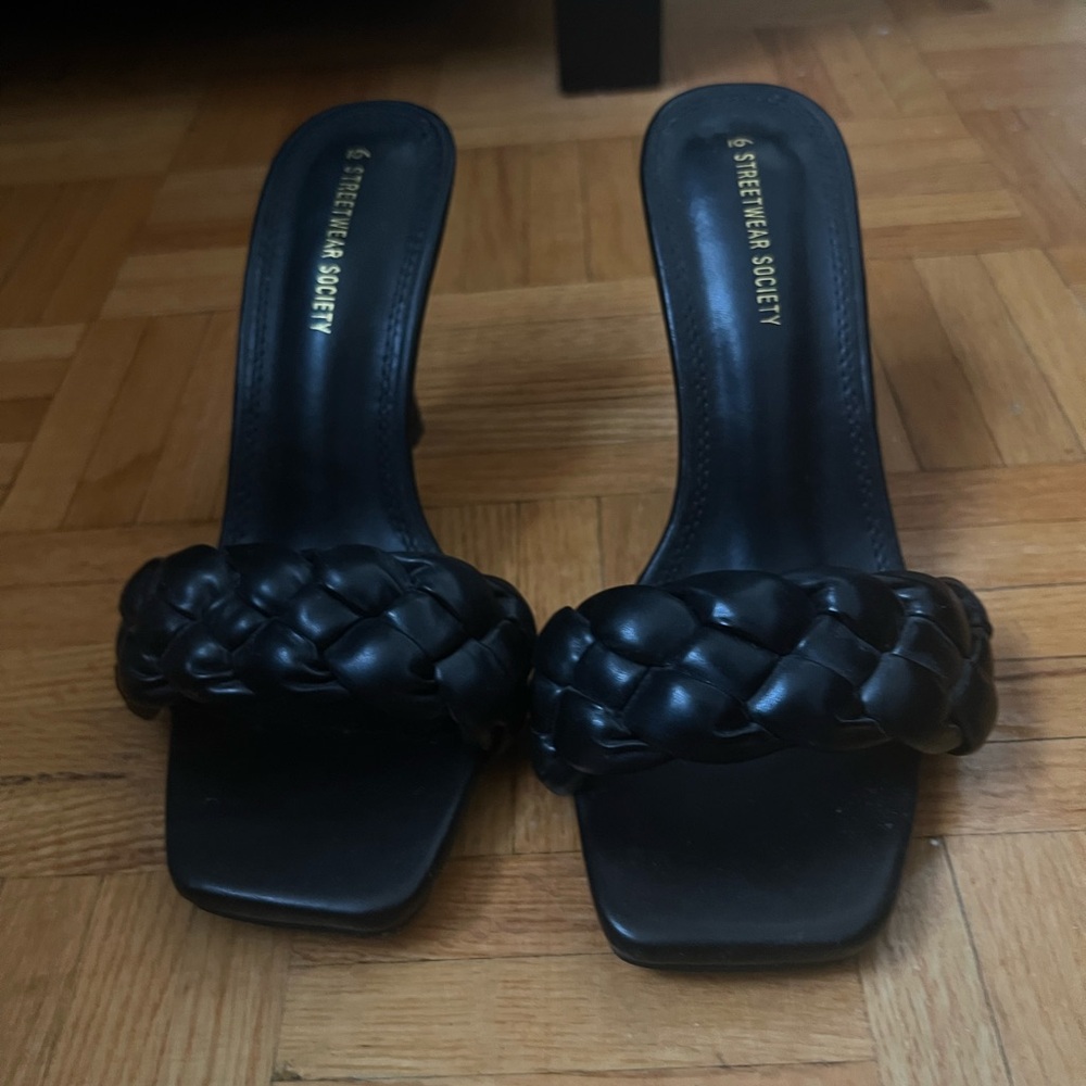 Open Toe Black Heels